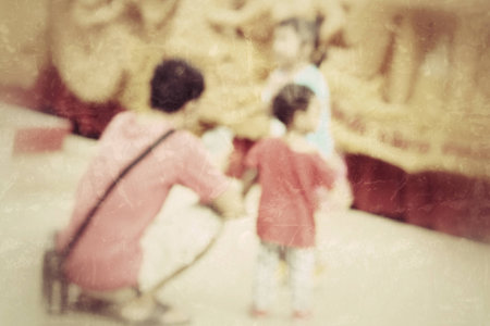 blurred familyの写真素材