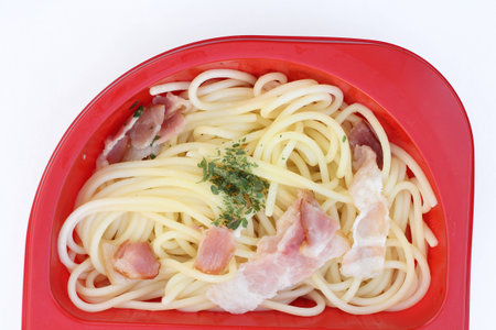 pasta and baconの写真素材
