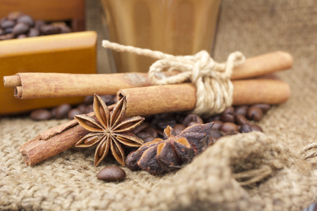 Coffee grinder with coffee beansの写真素材