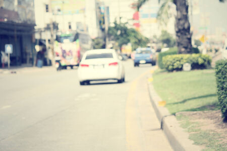 blurred of car in cityの写真素材