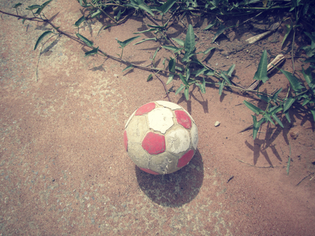 Old soccer ballの写真素材