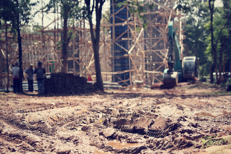 Crane and unfinished building の写真素材