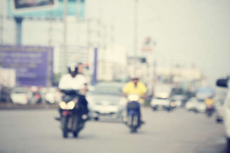 blurred of car on roadの写真素材