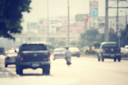 blurred of car on roadの写真素材