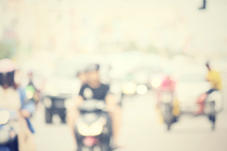 blurred of car on roadの写真素材