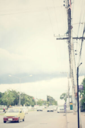 blurred of car on roadの写真素材