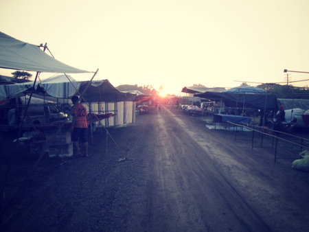 Road in marketの写真素材