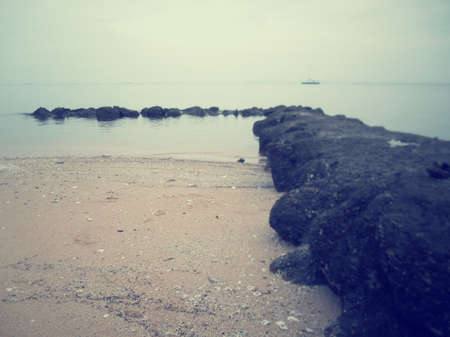 View of rocky coast on the beachの写真素材