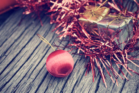 christmas gifts with ballsの写真素材