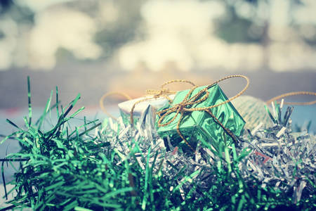 Christmas gifts with ballsの写真素材