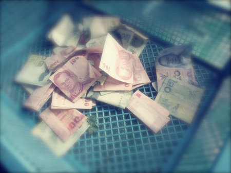Blurred of thai banknoteの写真素材