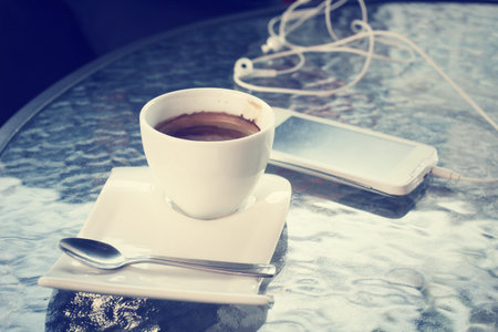 Coffee with smartphone