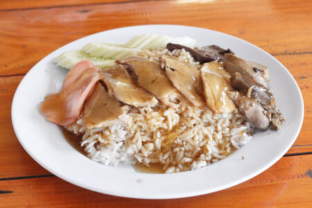 roast duck on riceの写真素材