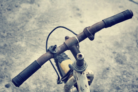 vintage bicycle handlebar.の写真素材