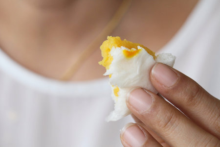 Eating chinese bunの写真素材