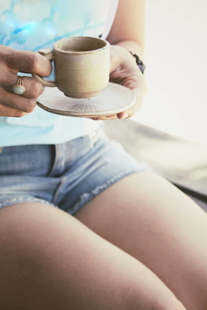 woman drinking coffeeの写真素材