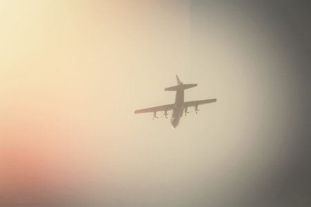 military aircraft in the skyの写真素材