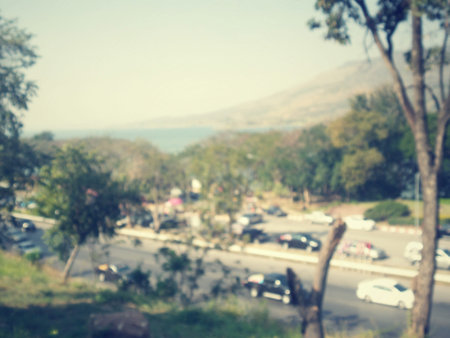 Blurred of car on road