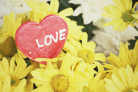 Candy valentines heart with flowersの写真素材