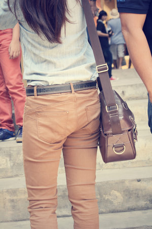 Woman with bagの写真素材