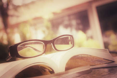 Book with glassesの写真素材