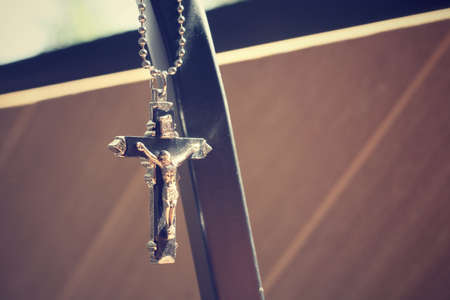 Necklace with crossの写真素材