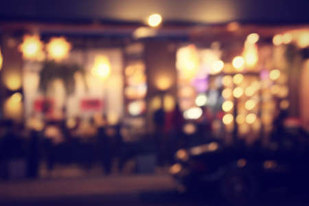 Blurred of restaurant at nightの写真素材
