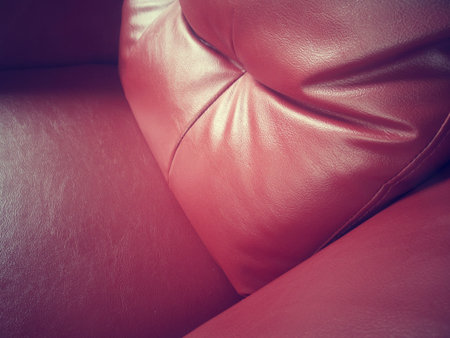 Red leather sofaの写真素材