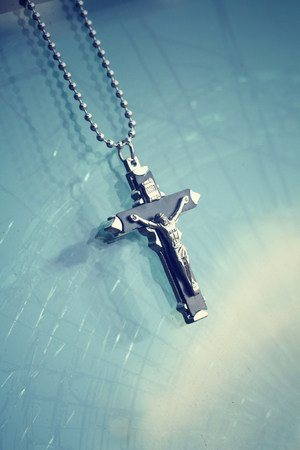 Necklace with crossの写真素材