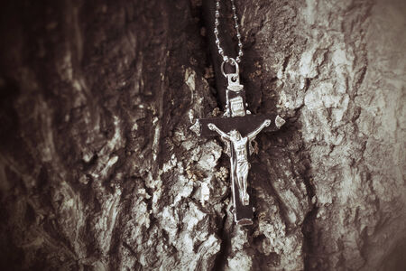 Necklace with crossの写真素材