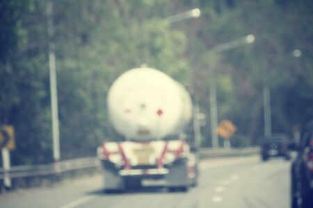 Blurred of truck on roadの写真素材