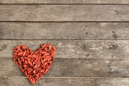 Heart of dried goji berriesの写真素材