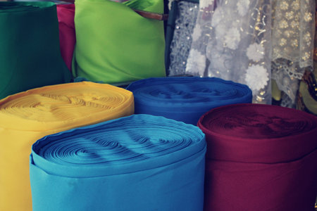 Rolls of colorful fabric