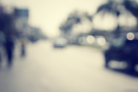 Blurred of car on roadの写真素材