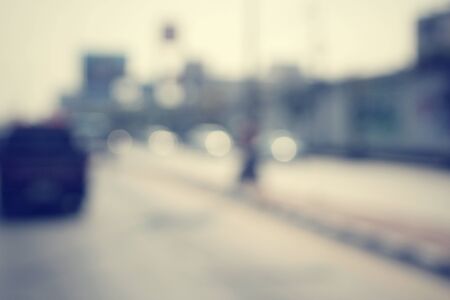 Blurred of car on roadの写真素材