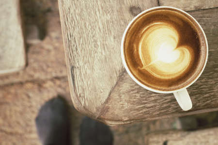 Vintage latte art coffeeの写真素材