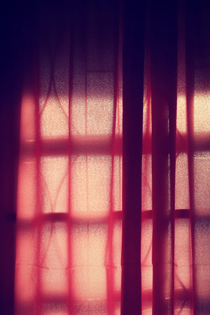Curtains window with shadowの写真素材