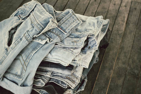 Stack of jeansの写真素材