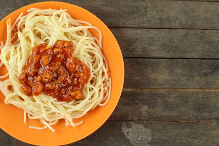 Spaghetti with sauceの写真素材
