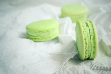 Green macaroonsの写真素材