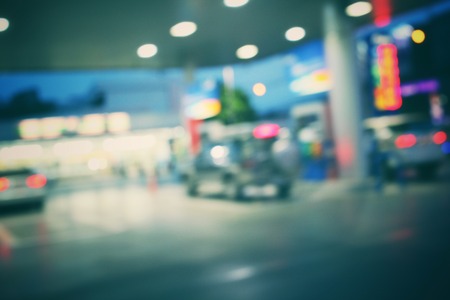 Blurred of gas stationの写真素材
