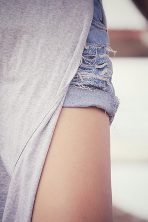 Woman with jeansの写真素材