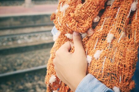 Woman with scarfの写真素材