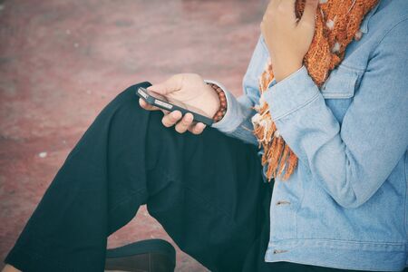 Woman using smart phoneの写真素材