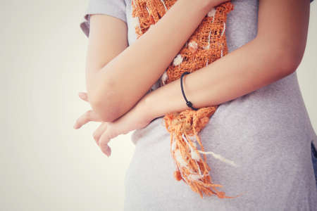 Woman with scarfの写真素材