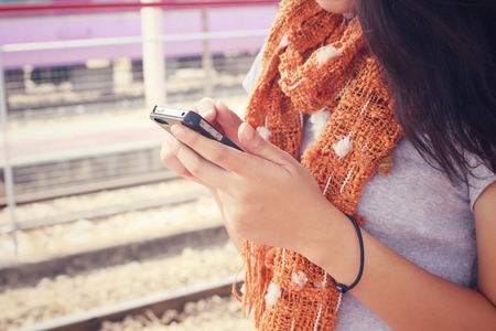 Woman using smart phoneの写真素材
