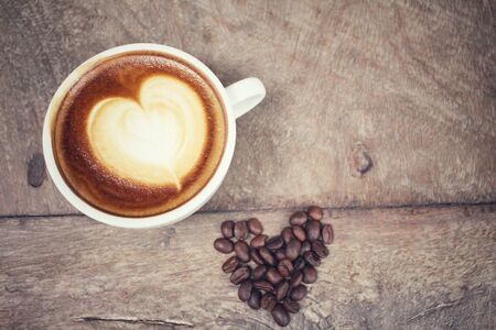 Vintage latte art coffeeの写真素材