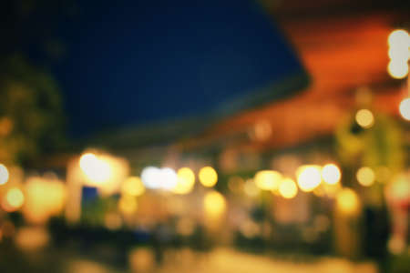 Blurred of restaurant at nightの写真素材