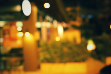Blurred of restaurant at night