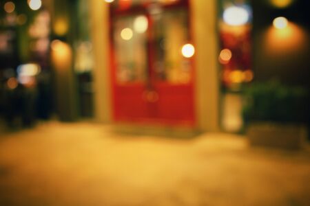 Blurred of restaurant at nightの写真素材